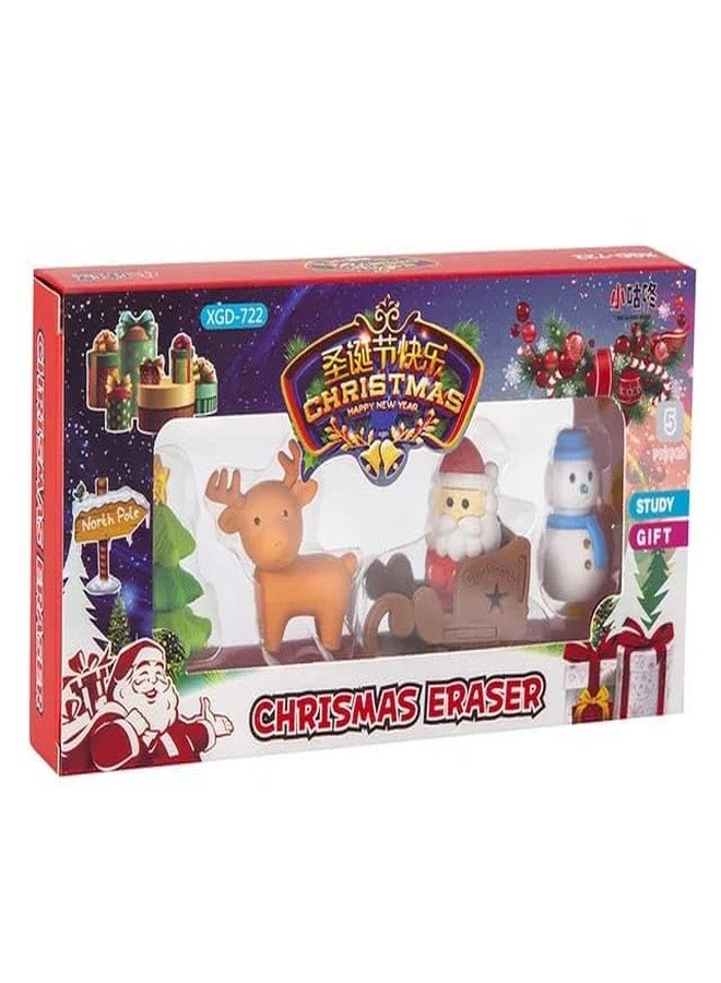 AMYCAUR Christmas Stylish 3D Santa Big Box Eraser Non-Toxic Smudge-Free Rubbers Cute Santa Erasers Christmas Gift for Kids Birthday Return Gift For Kids Santa Gift Set Stationery Gift for Kids (1 Pcs) - Image 1